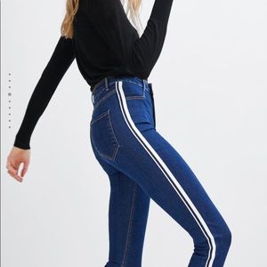 Zara high rise ribbon stripe jean